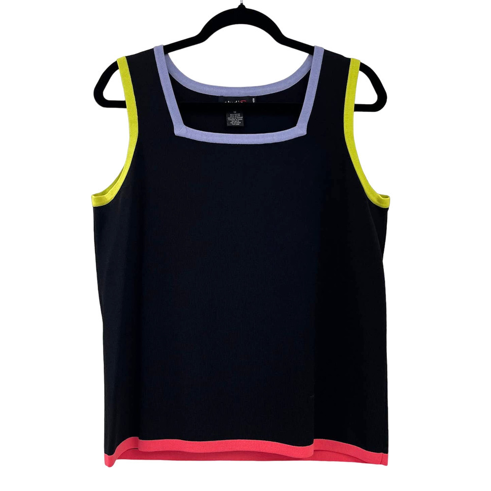 Studio G Y2K Black Purple Sleeveless Top 1X